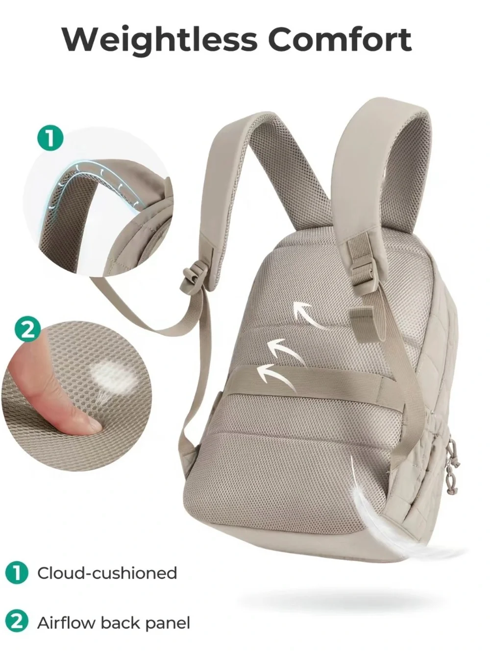 Bagsmart College Laptop Backpack, Travel for Women, Quilted Casual Daypack New